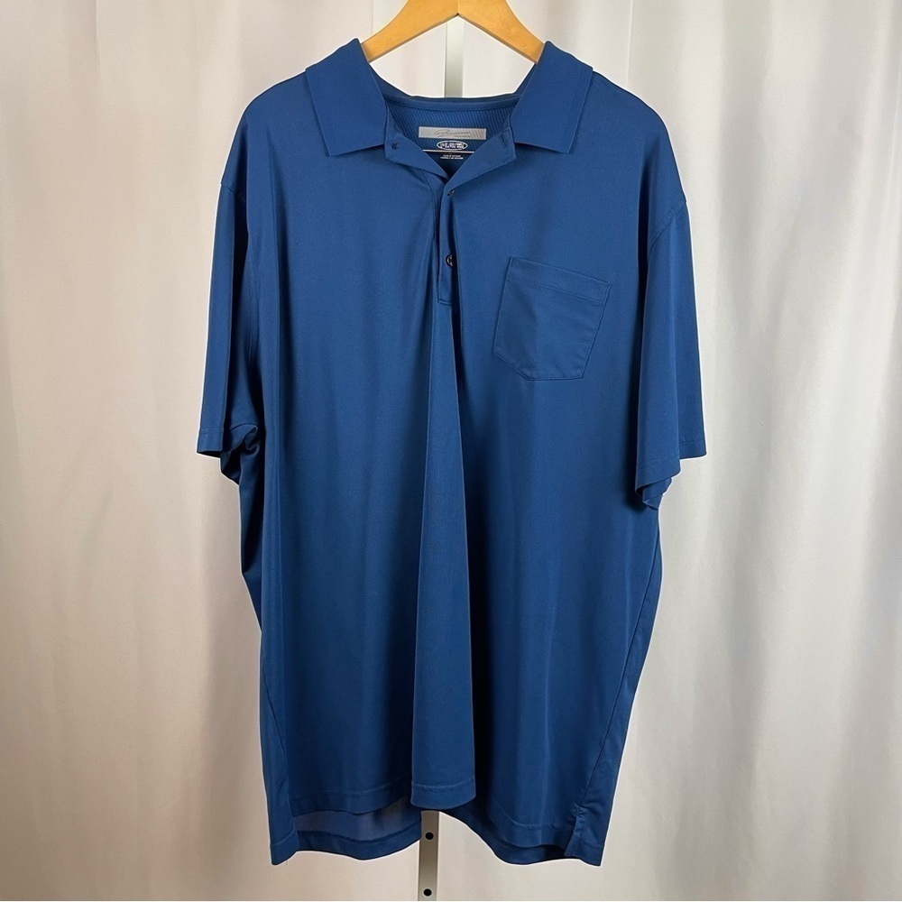 Greg Norman Play Dry XXL 2X Pocket Polo Tee Golf Embroidered Fish Athletic